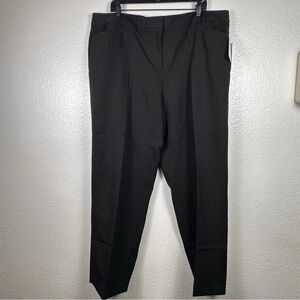 DKNY Women's Jet Black Flare Dress Pants Flat Front Pockets Size 18W